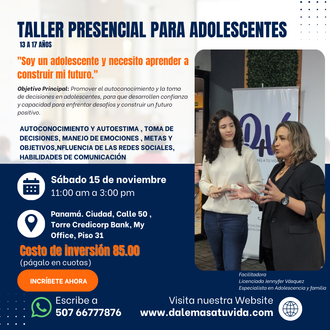 TALLER PRESENCIAL PARA ADOLESCENTES